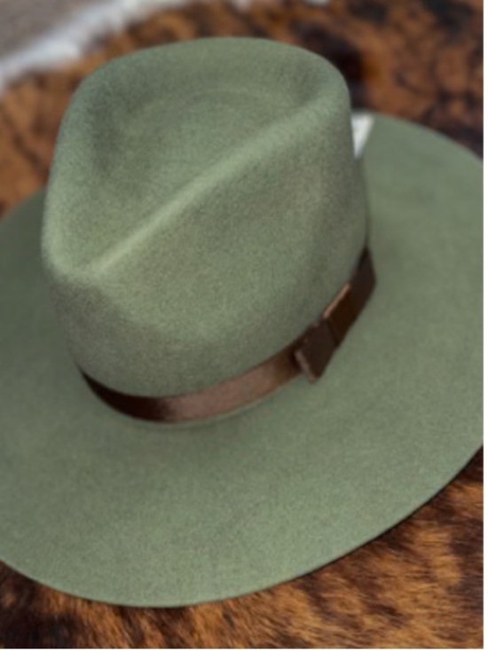 TWISTER Ladies Olive Fedora Hat SKU: T78100248. Olive Green w/ Brown Band NWT